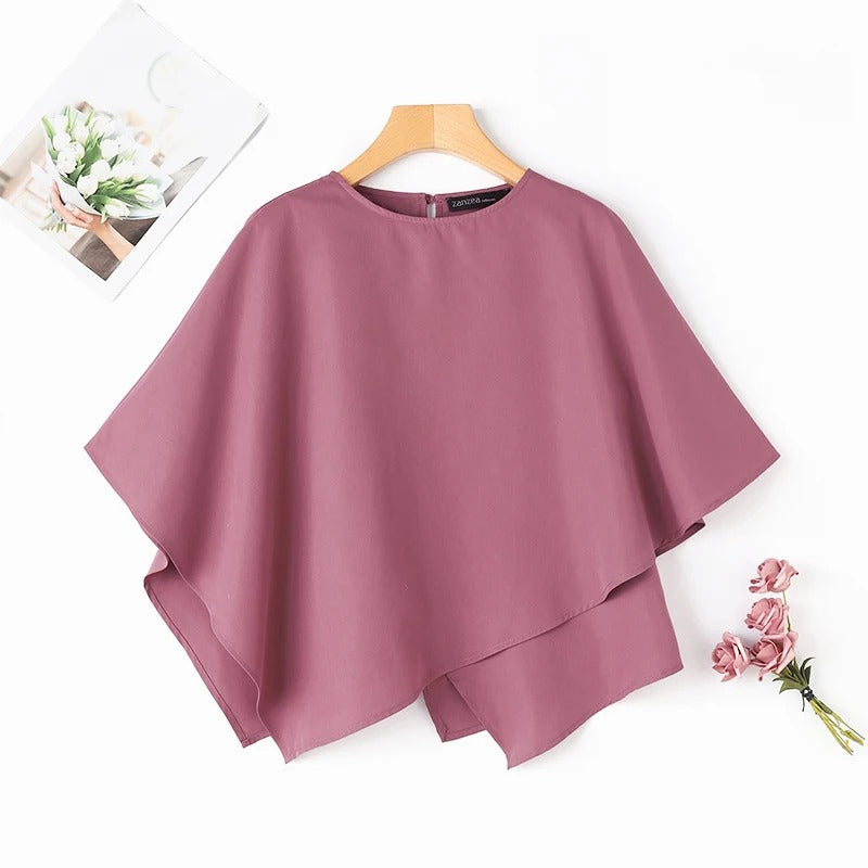 3/4-ermet bluse med volanger for kvinner