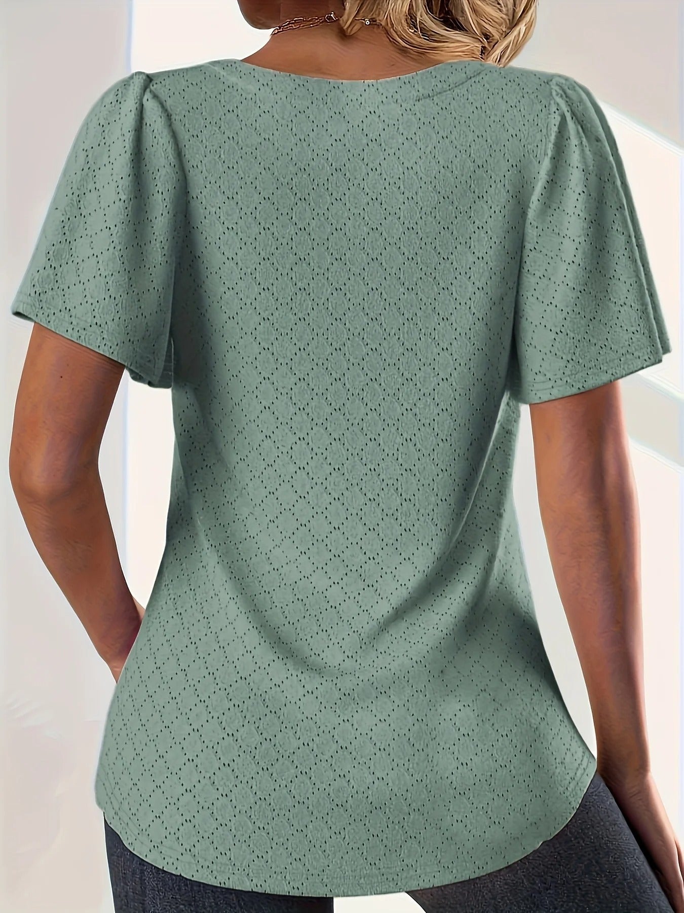 Hollow Out Ruffle Topp for kvinner