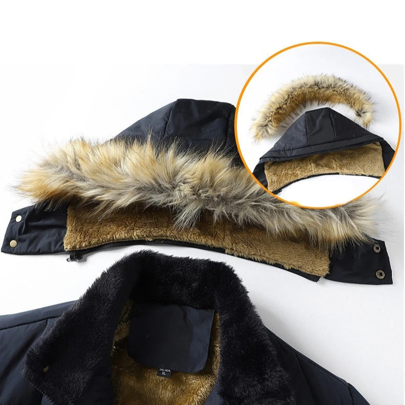 Fleeceforet pelsfrakk med krage for menn