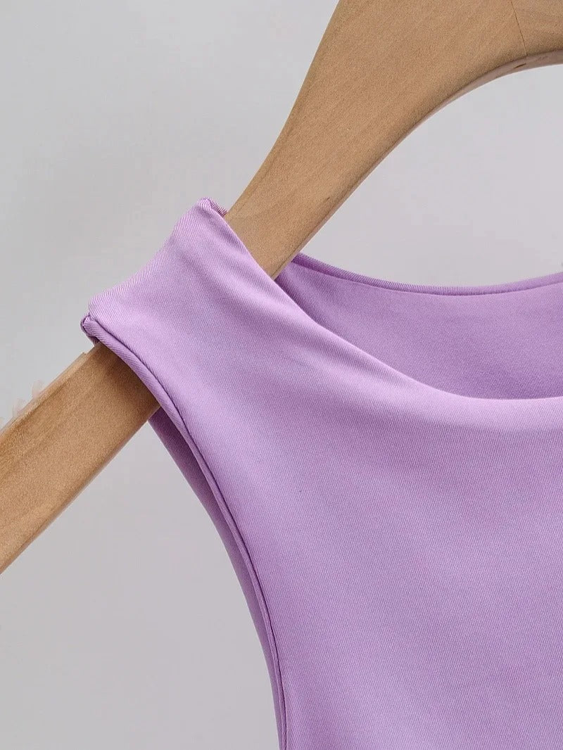 Ermeløs O-hals Slim Fit Tank Top for kvinner