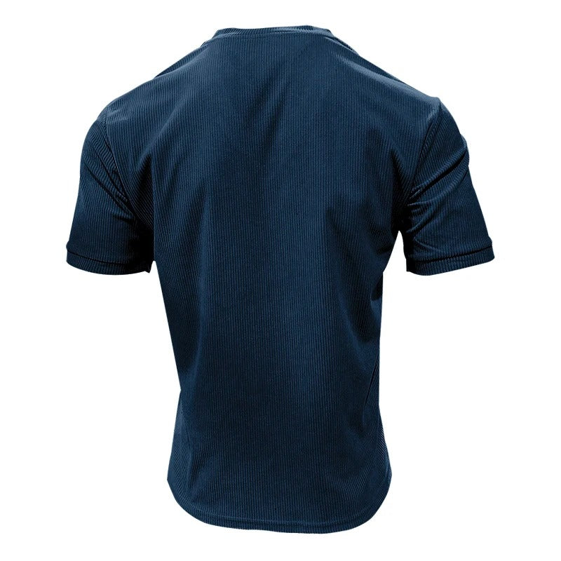 Herre-korduroy-T-skjorte med V-hals