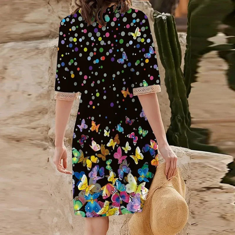 Sommerkjole med V-hals for kvinner