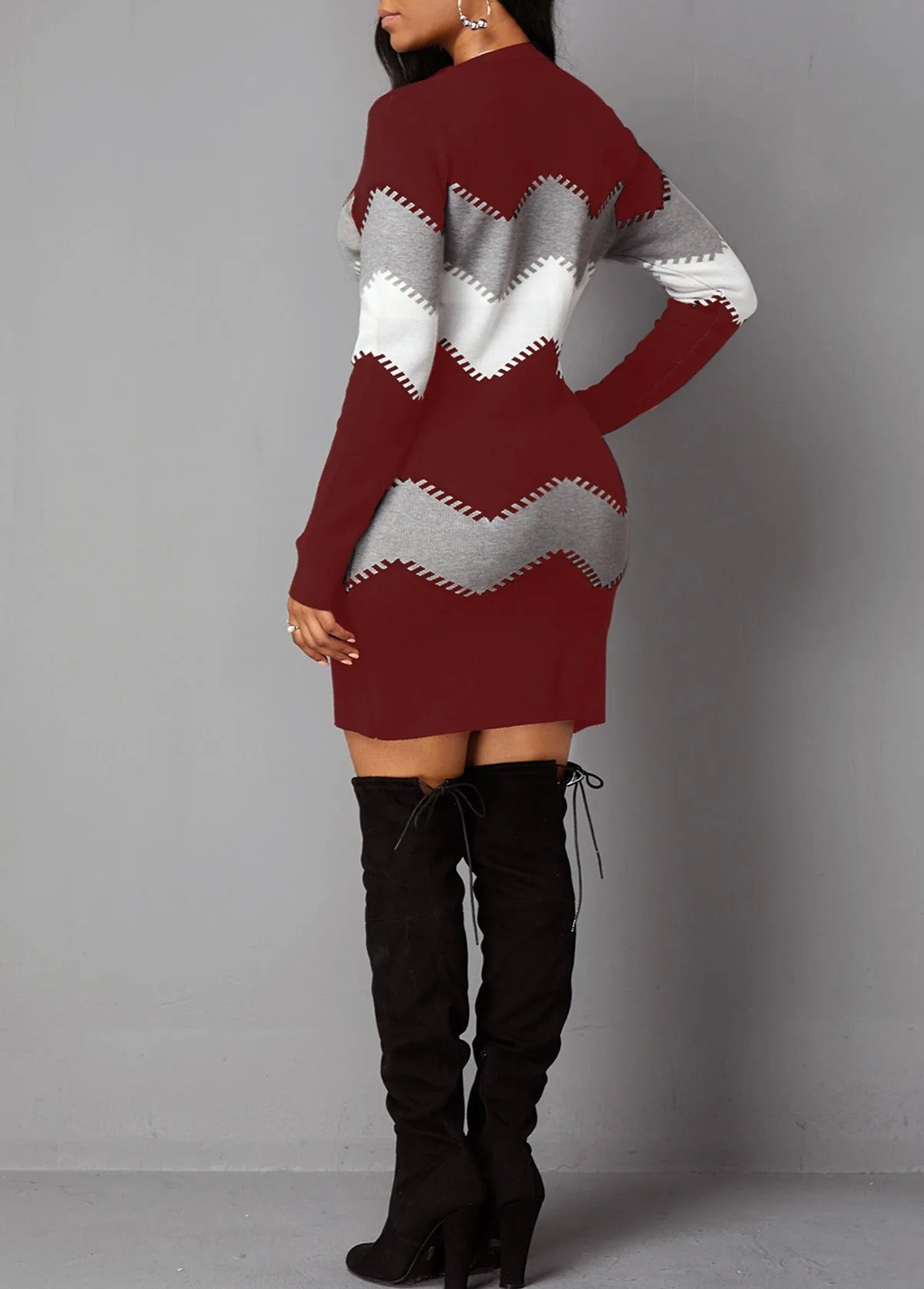 Vintage Boho-kjole med striper for kvinner