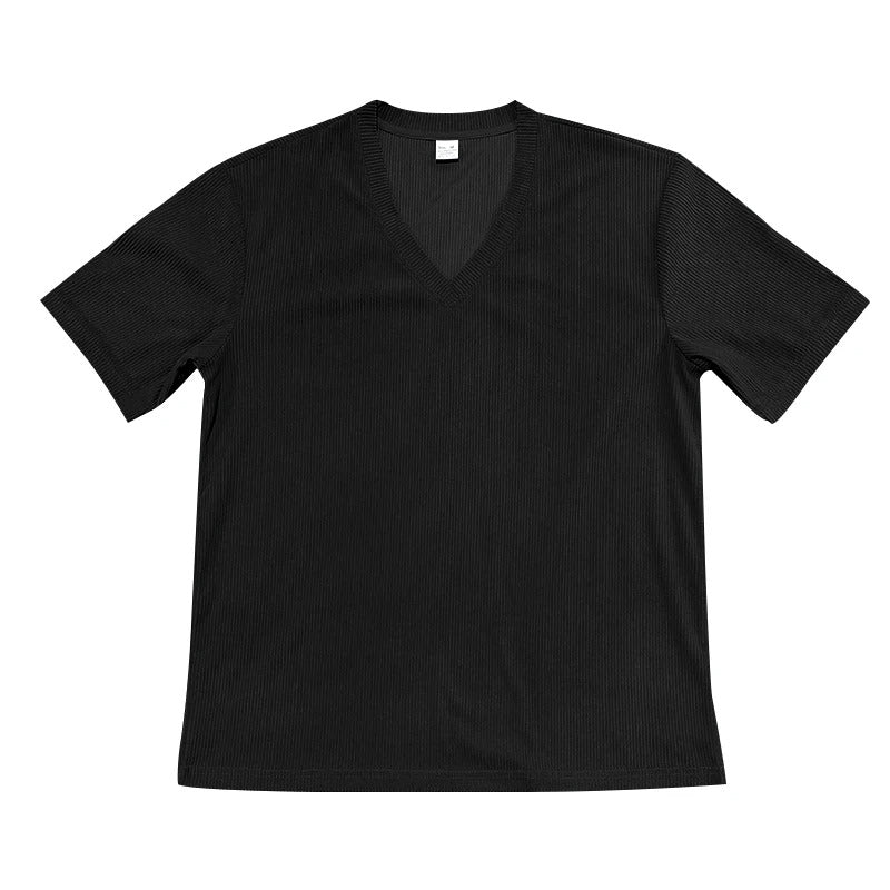 Herre-korduroy-T-skjorte med V-hals