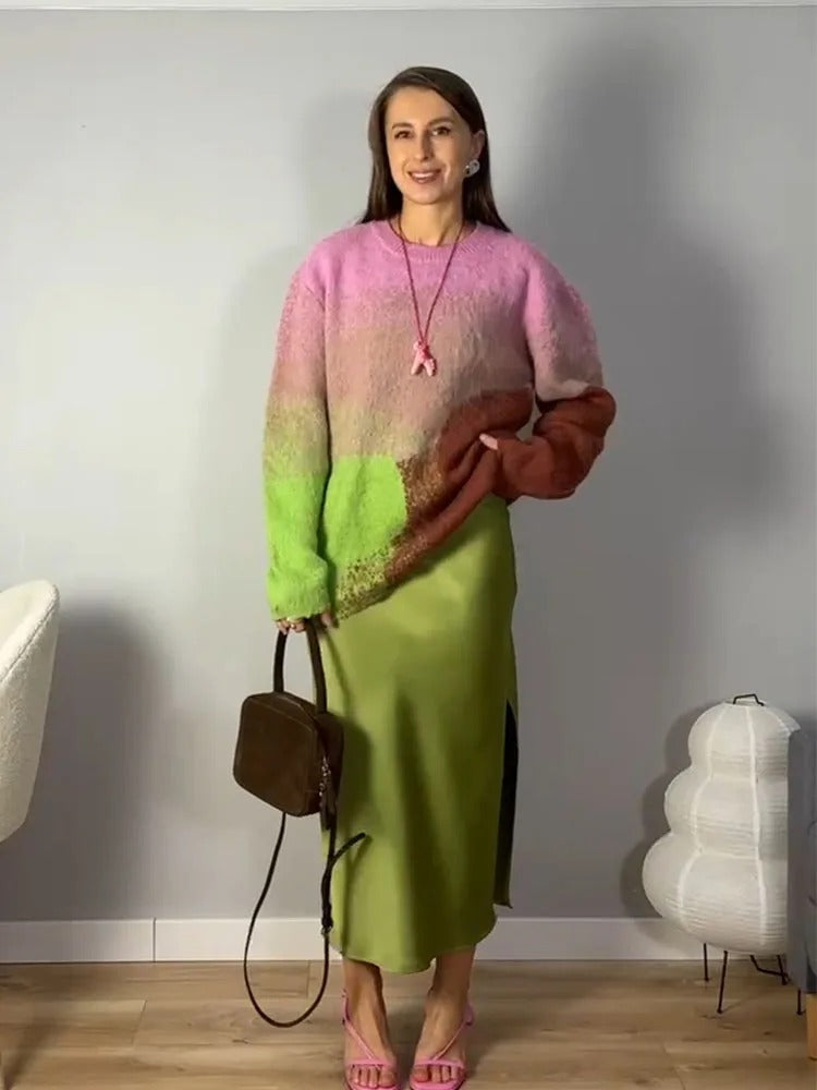 A-linje kontorsilkeskjørt for kvinner