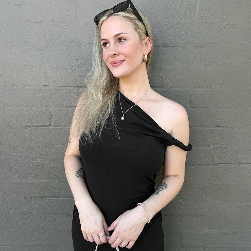 Off-Shoulder kort tank-top for kvinner