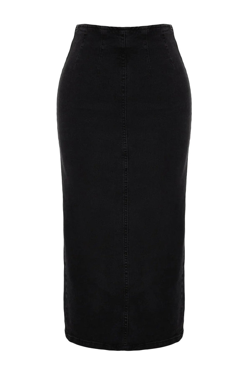 Midi Pencil Denim-skjørt for kvinner