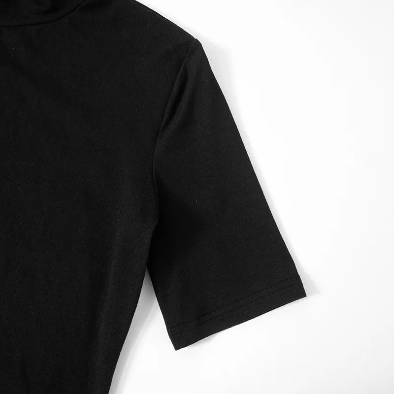 Kvinners patchwork turtleneck bodycon-kjole