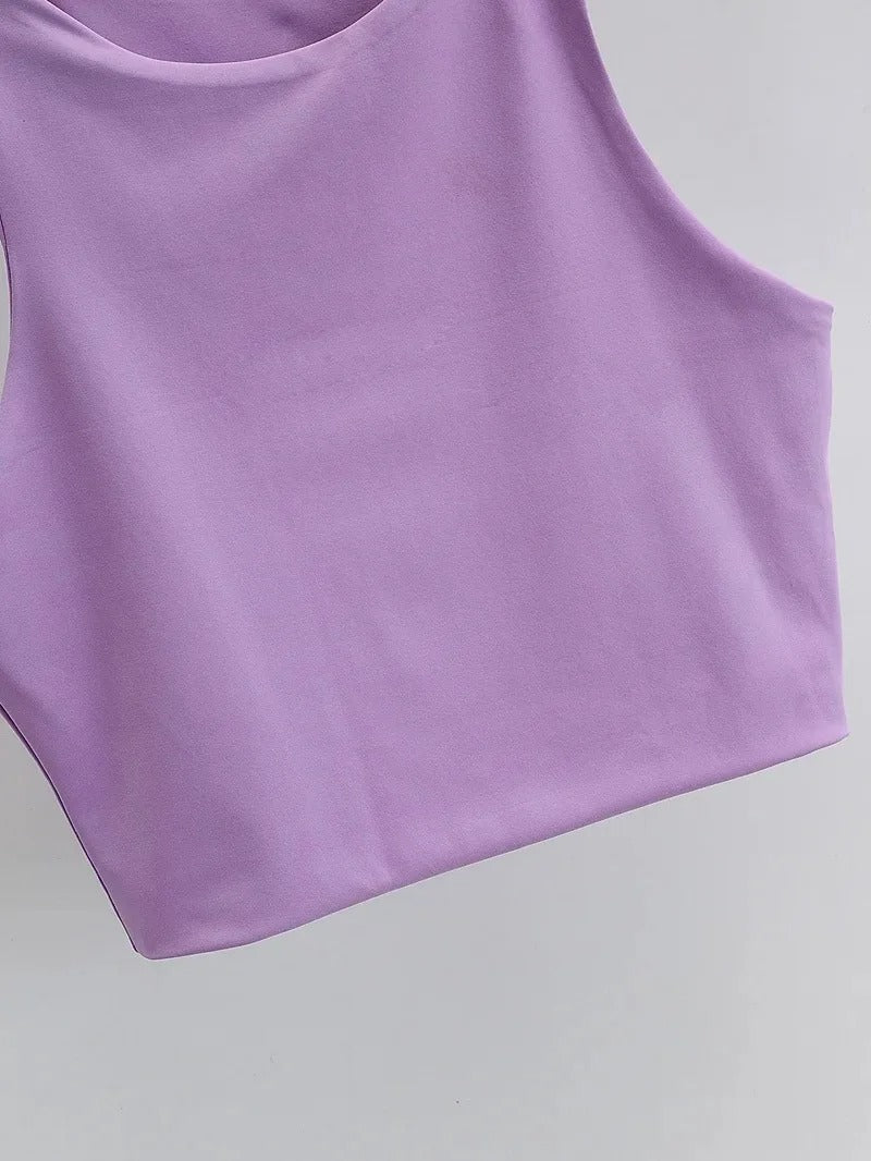 Ermeløs O-hals Slim Fit Tank Top for kvinner