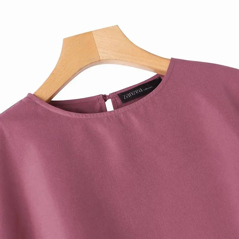 3/4-ermet bluse med volanger for kvinner