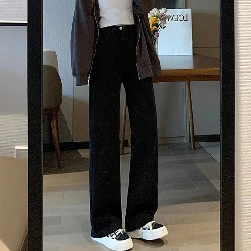 Vintage jeans med vide ben for dame