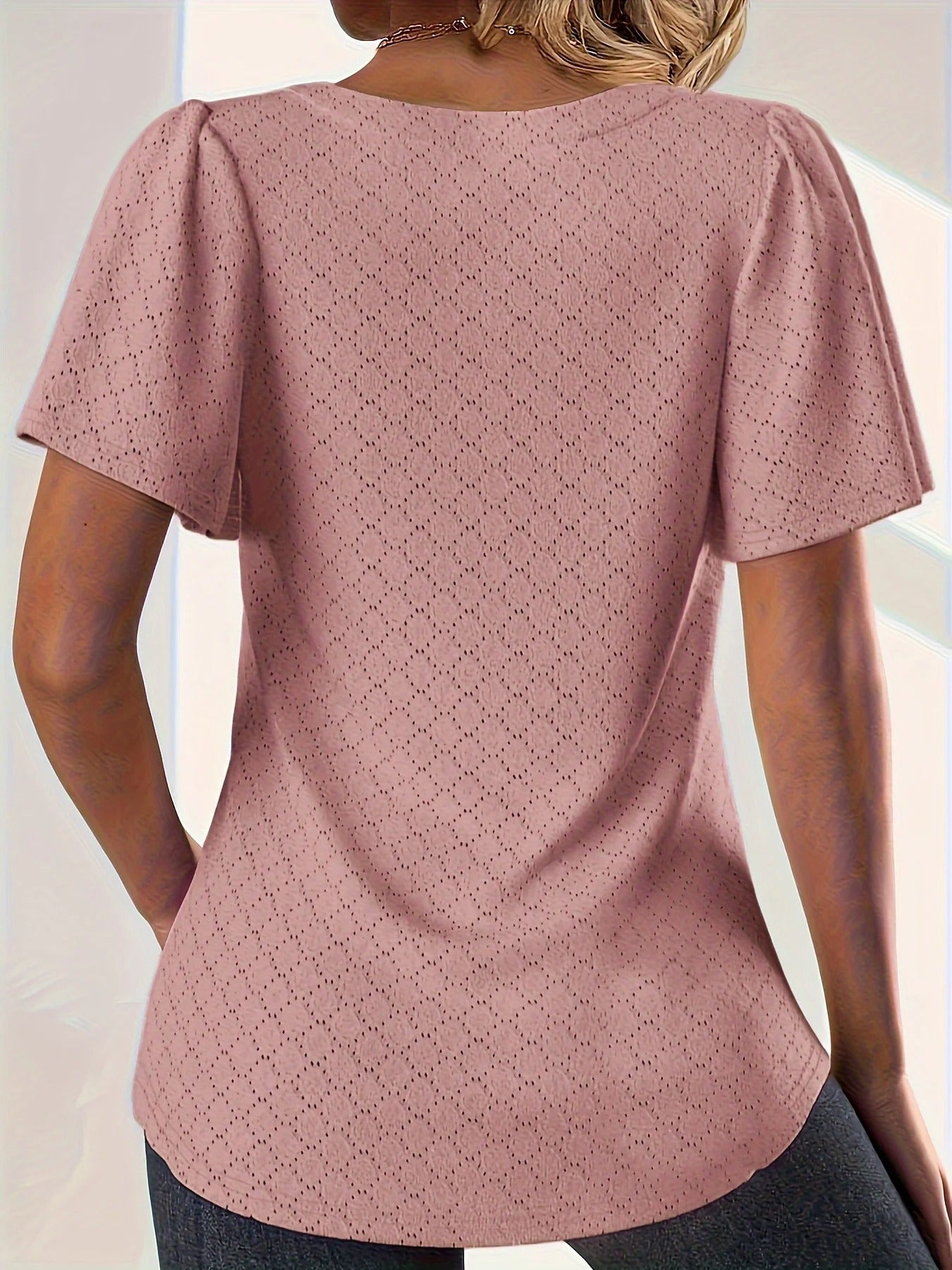 Hollow Out Ruffle Topp for kvinner