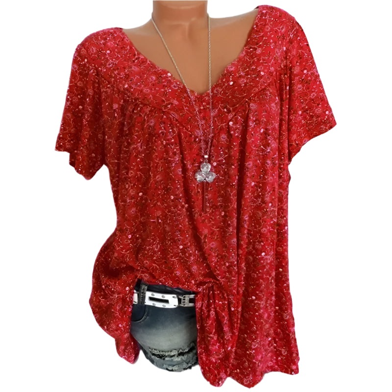 V-hals tank med blomstertrykk for kvinner