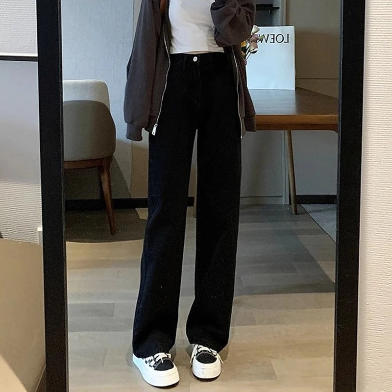 Vintage jeans med vide ben for kvinner