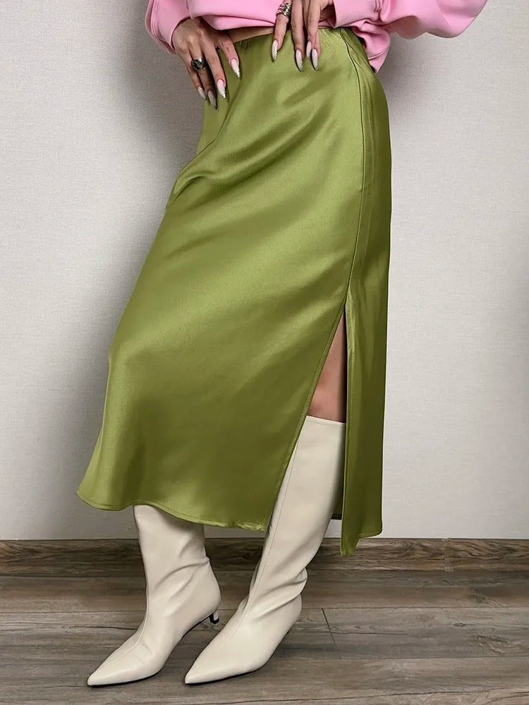 A-linje kontorsilkeskjørt for kvinner