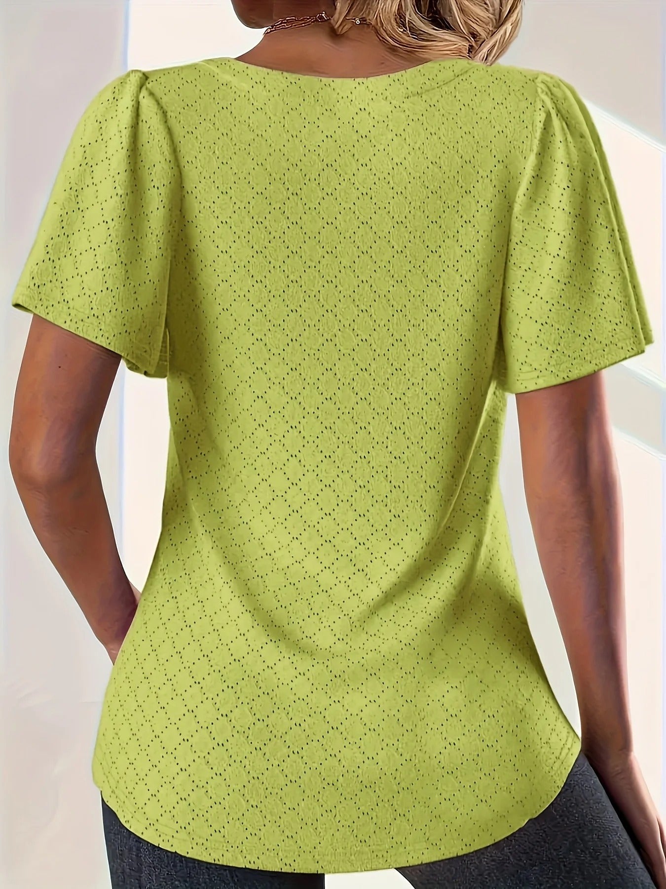 Hollow Out Ruffle Topp for kvinner