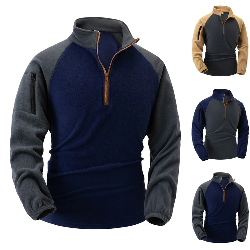 Fleece-genser med ermelommer for menn