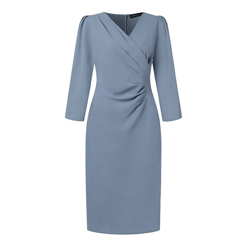 Kvinners V-hals bodycon knelang arbeidsdress