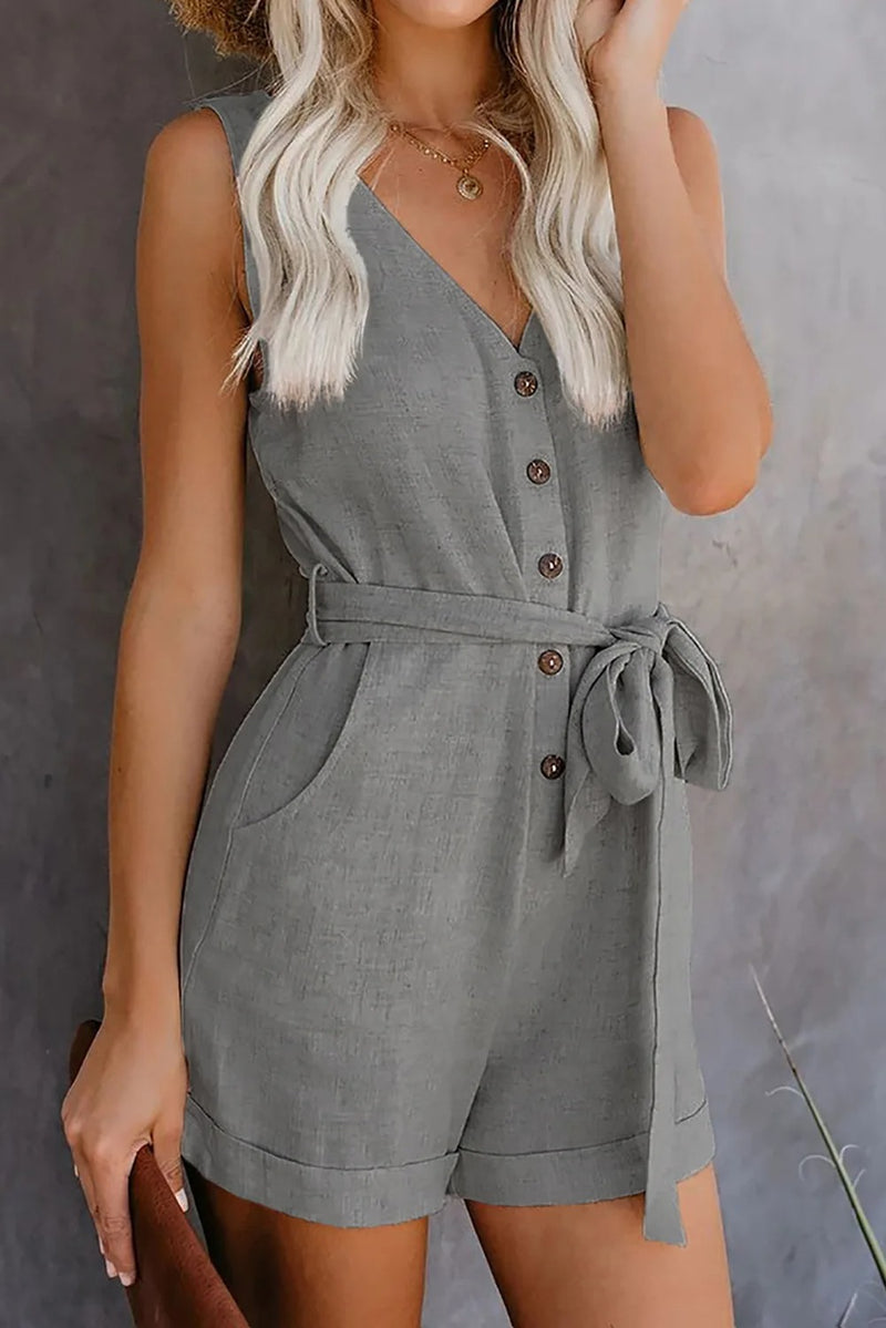 Uformell V-hals jumpsuit for kvinner