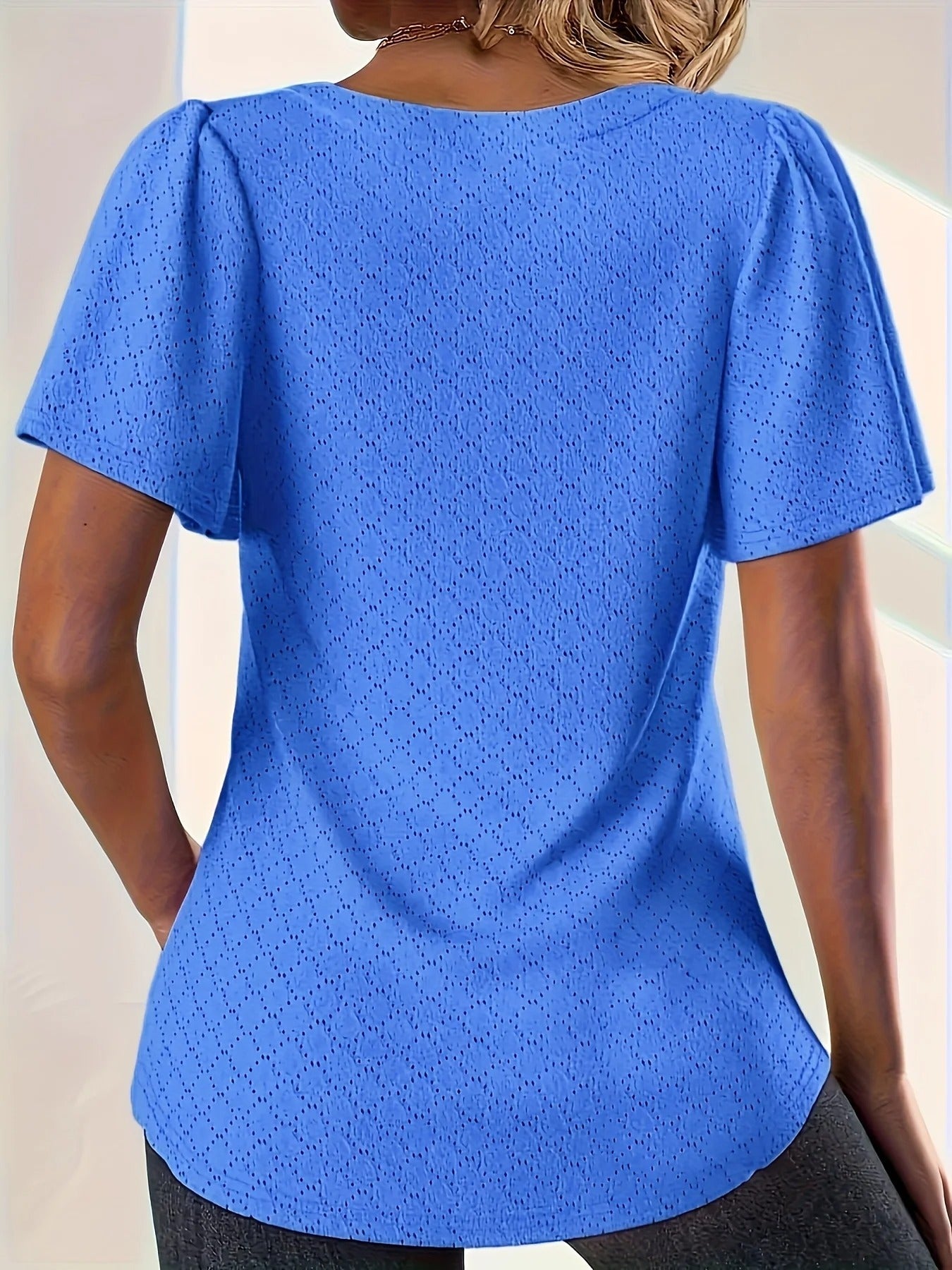 Hollow Out Ruffle Topp for kvinner