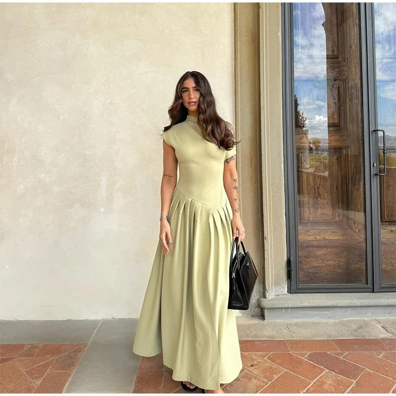 Kvinners Ruffle Ermeløs Maxi Kjole