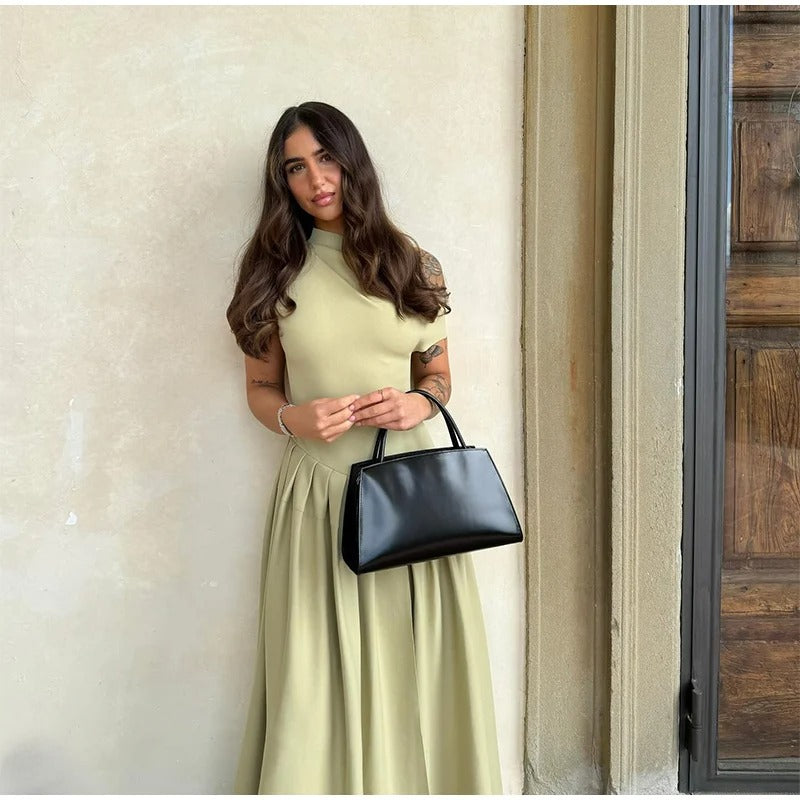 Kvinners Ruffle Ermeløs Maxi Kjole