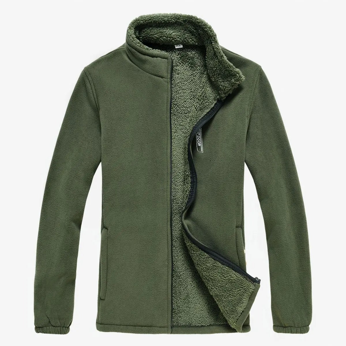 Fleeceforet jakke med glidelås for menn