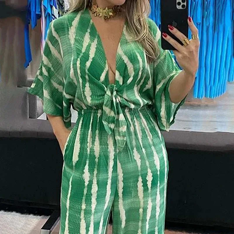 Dolman-ermet V-hals jumpsuit for kvinner