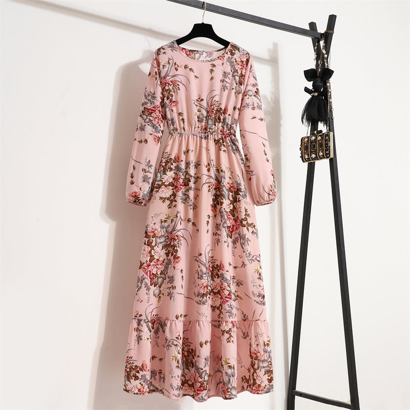 Bohemsk maxi-kjole i chiffon for kvinner