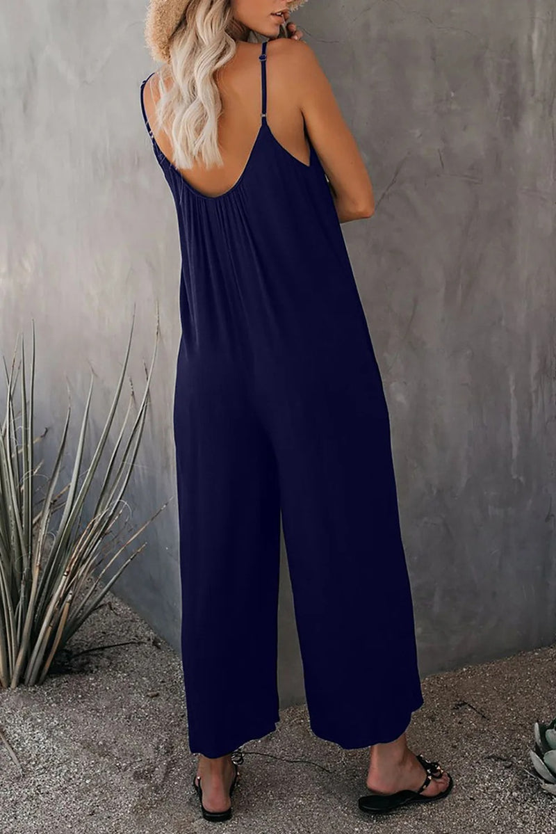 Dame V-hals Loose Fit Suspender Jumpsuit