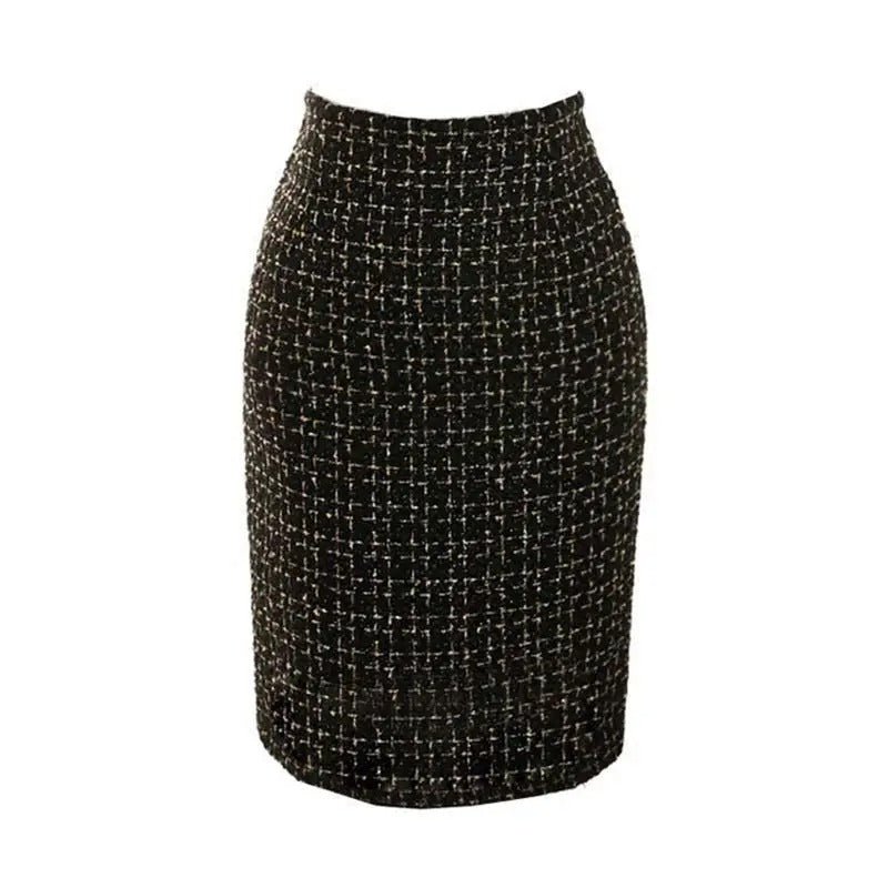 Blyantskjørt i rutete ull for kvinner