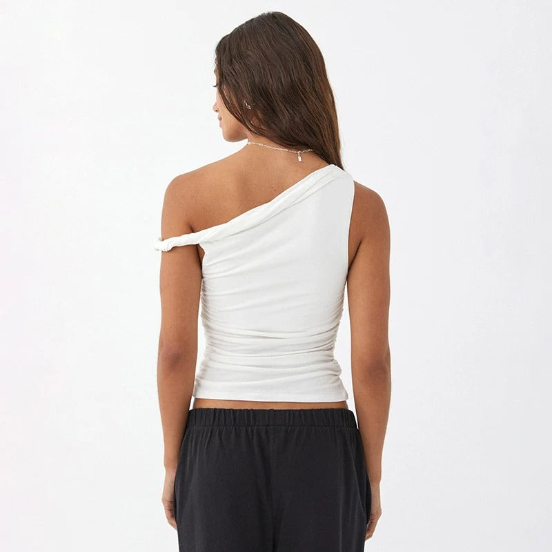 Off-Shoulder kort tank-top for kvinner