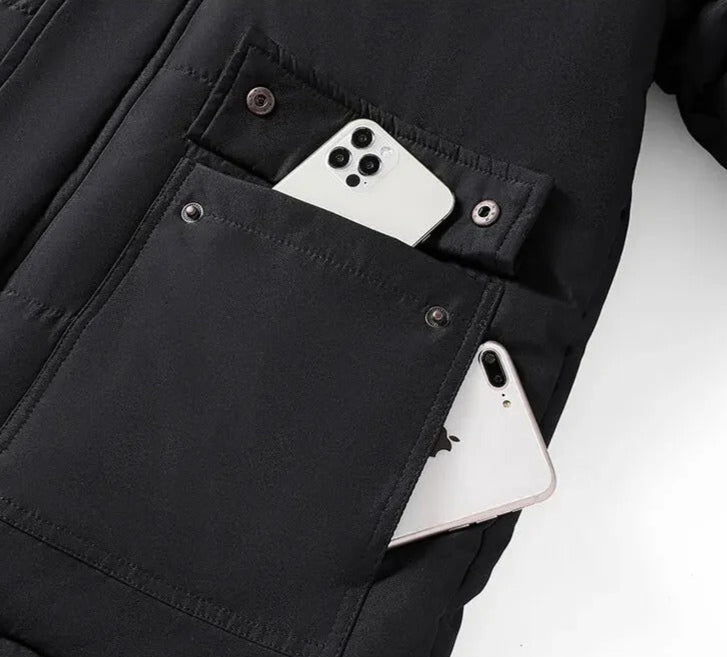 Fleeceforet pelsfrakk med krage for menn