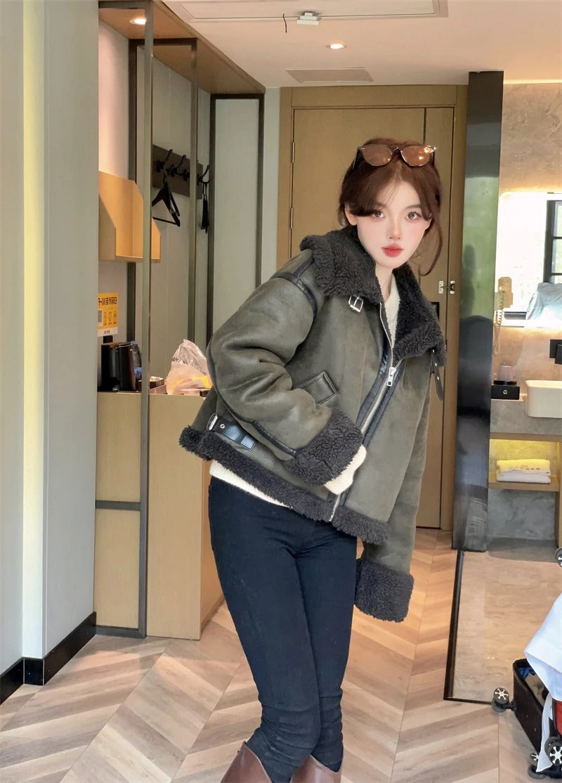 Dobbeltsidig fleecejakke for kvinner