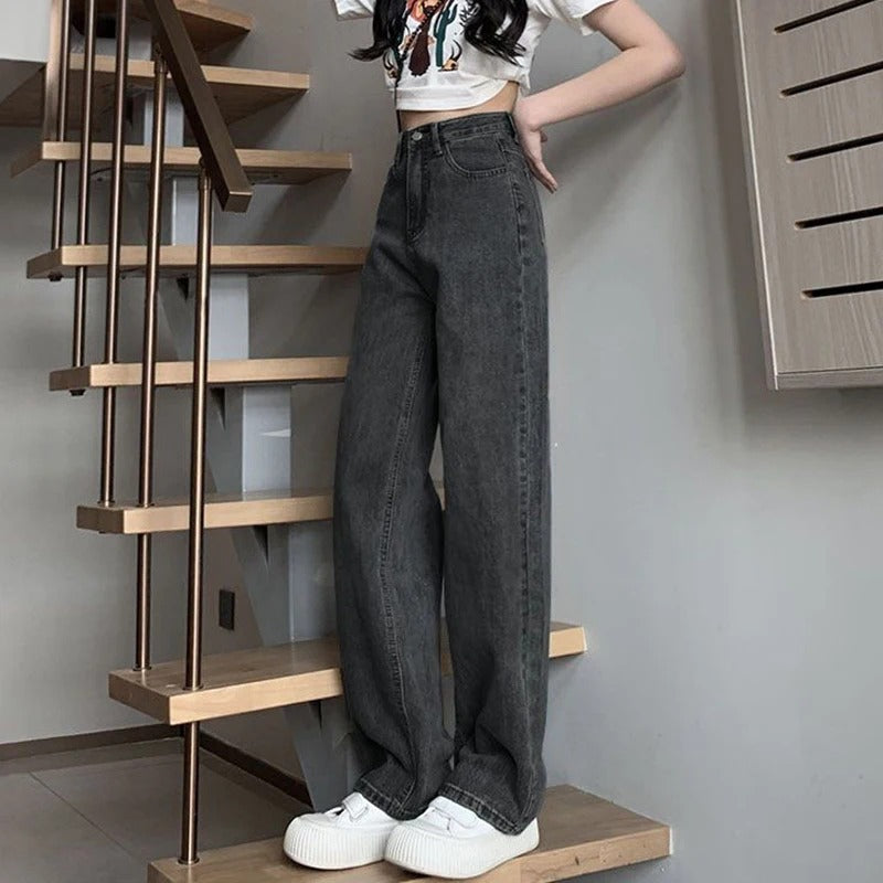 Vintage jeans med vide ben for dame