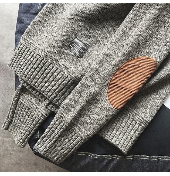 Oversized lappstrikket genser for menn