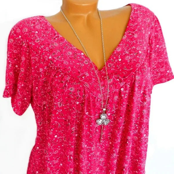 V-hals tank med blomstertrykk for kvinner