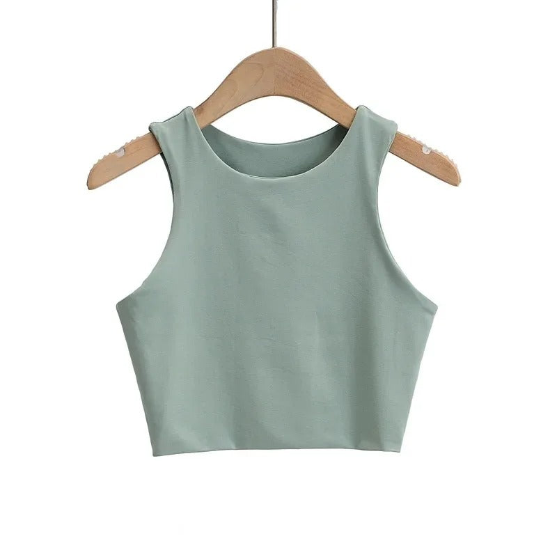 Ermeløs O-hals Slim Fit Tank Top for kvinner