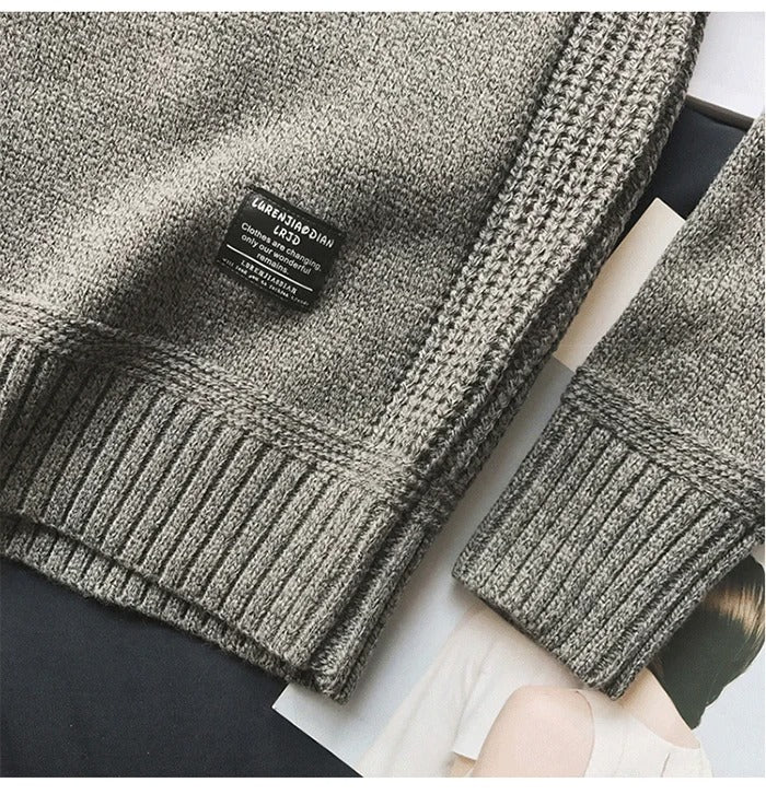 Oversized lappstrikket genser for menn