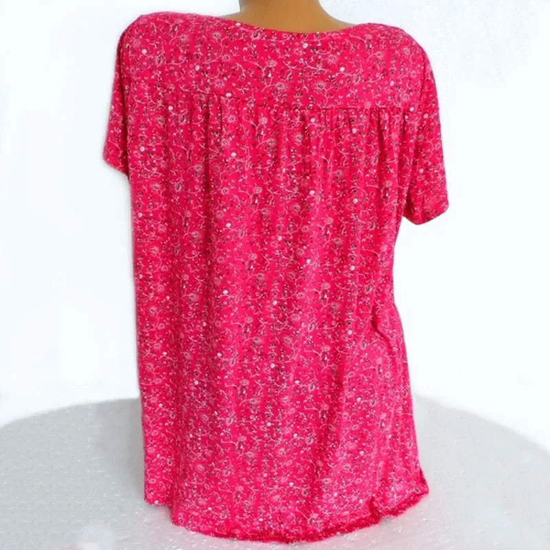 V-hals tank med blomstertrykk for kvinner