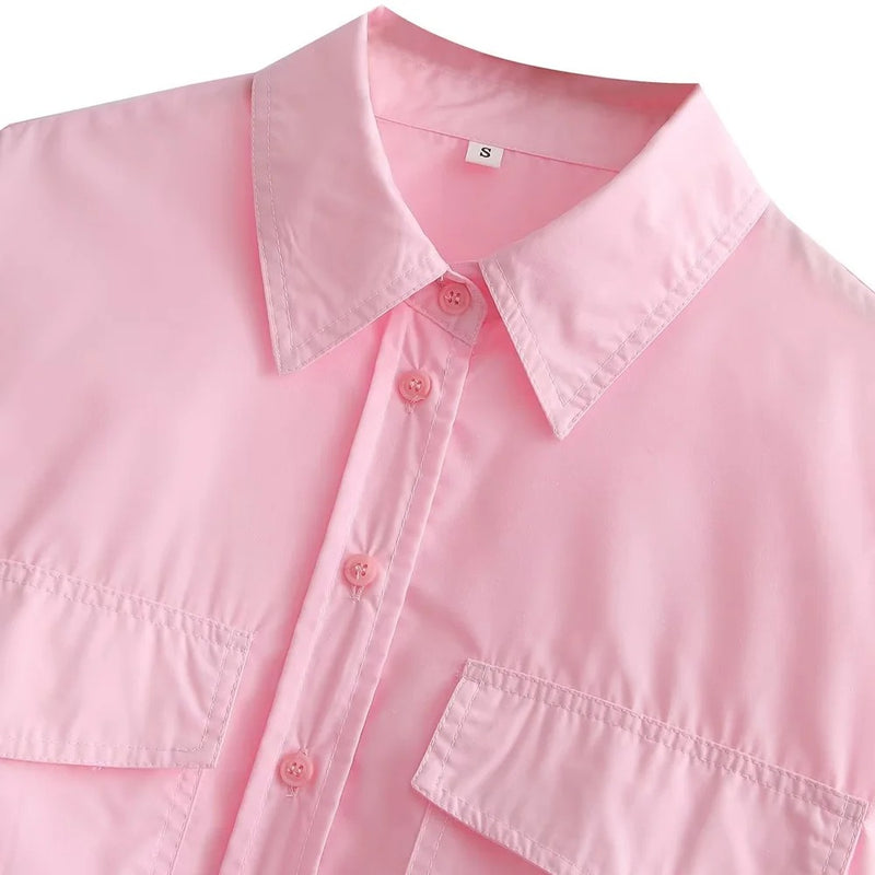 Loose Cropped Poplin skjorte for kvinner