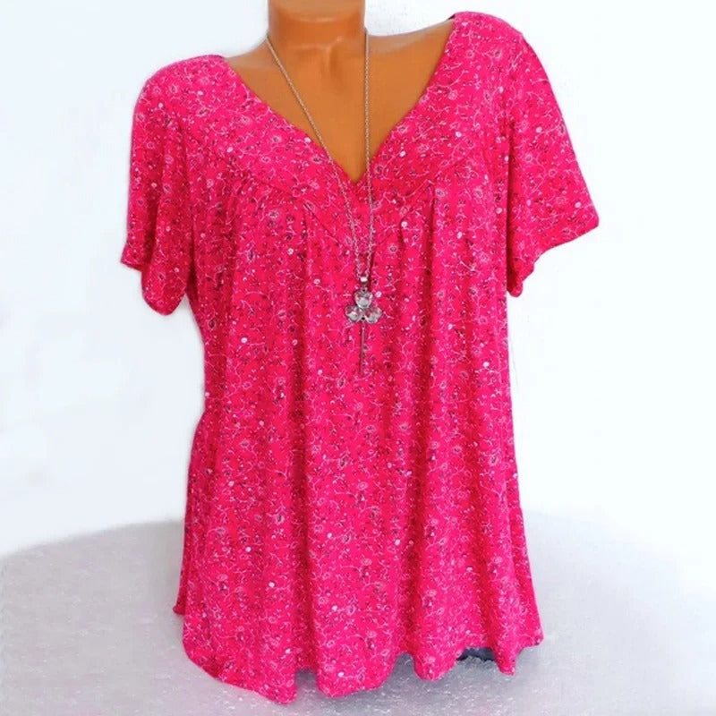 V-hals tank med blomstertrykk for kvinner