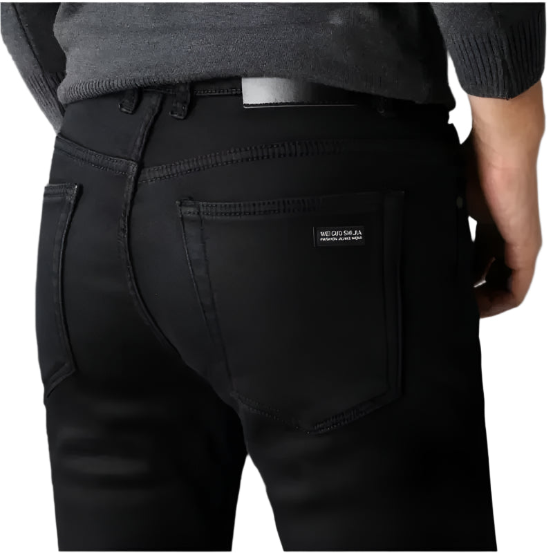 Svart stretch-bikerjeans for menn