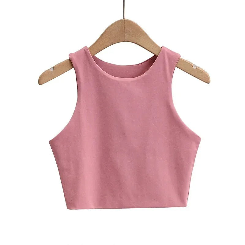 Ermeløs O-hals Slim Fit Tank Top for kvinner