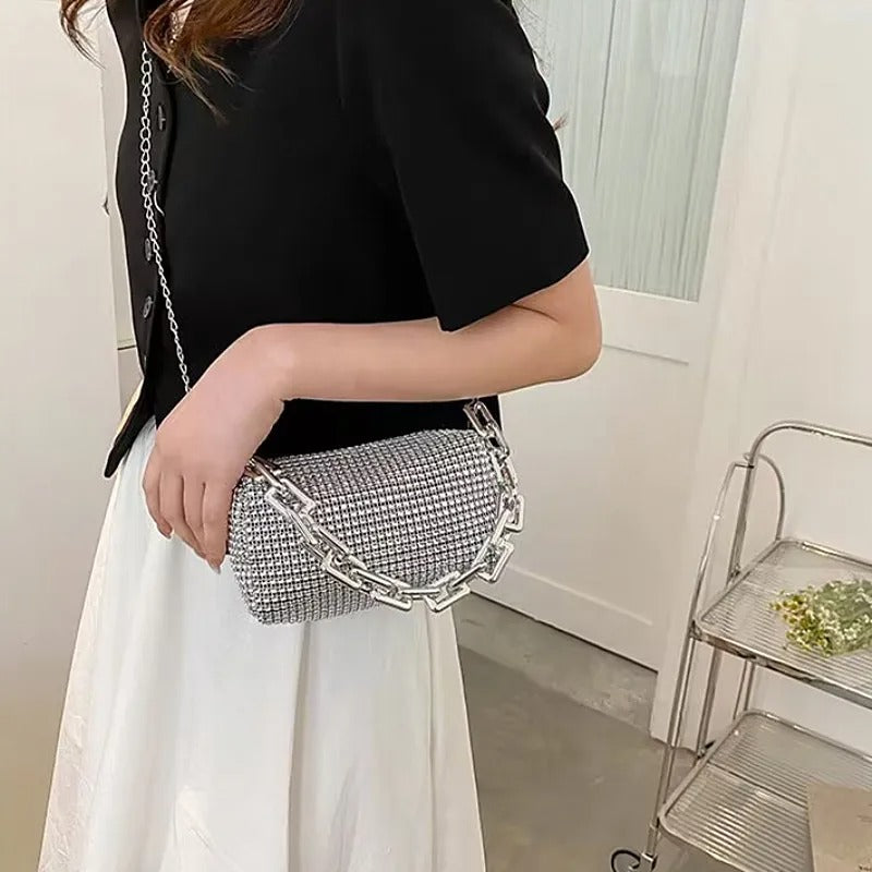 Allover Rhinestone Bucket Bag