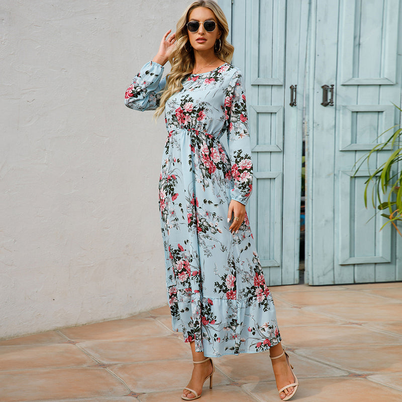 Bohemsk maxi-kjole i chiffon for kvinner