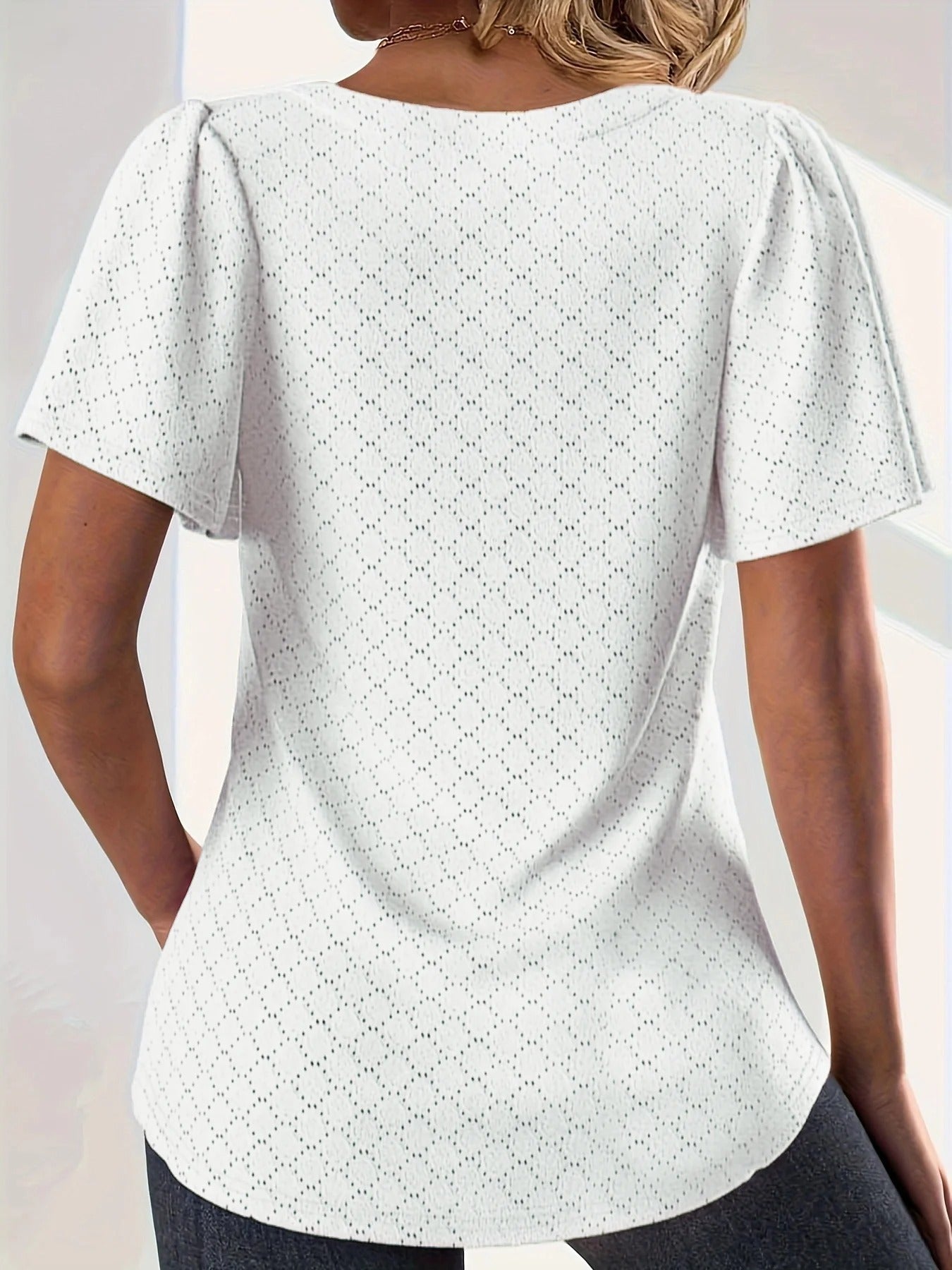 Hollow Out Ruffle Topp for kvinner