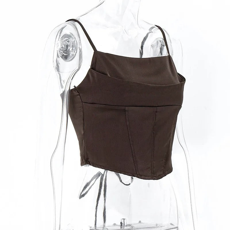 Dametopp med snøring uten rygg