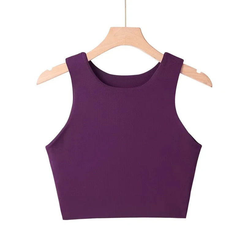 Ermeløs O-hals Slim Fit Tank Top for kvinner