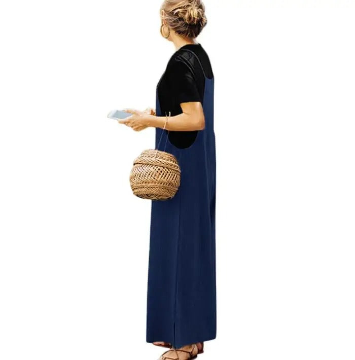 Dameoverall ermeløs løs jumpsuit